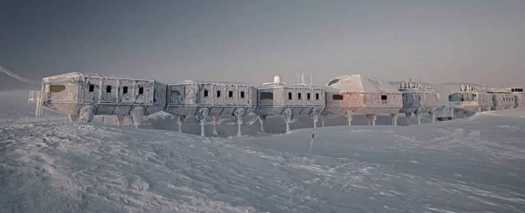 halley research station in winter